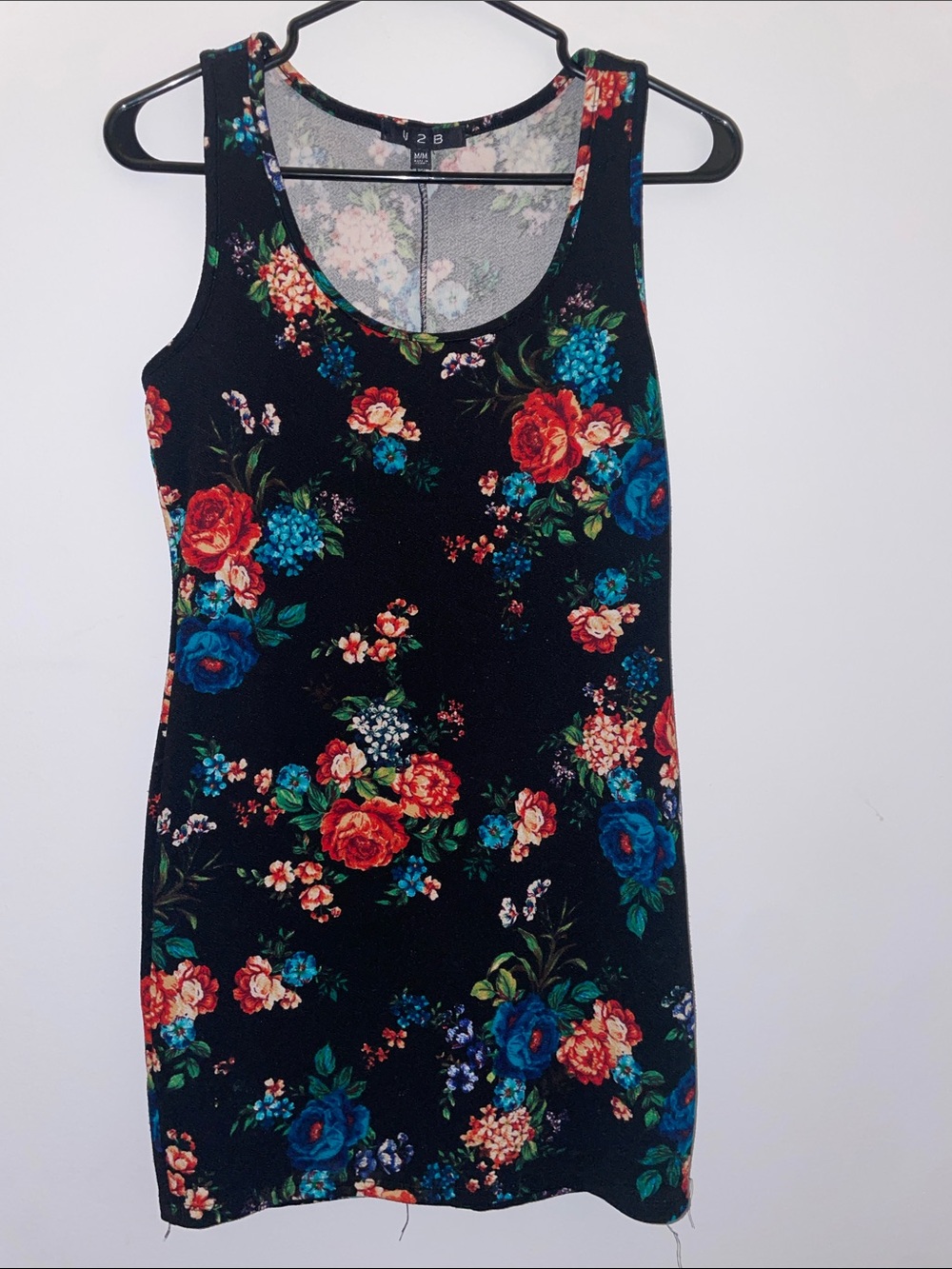 Black Rose Floral Sleeveless Bodycon Mini Dress